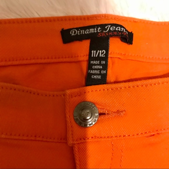 BRIGHT ORANGE DINAMIT SKINNY JEANS SIZE 11/12 - Picture 3 of 7